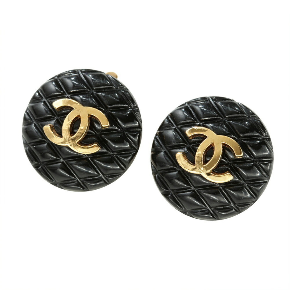 CHANEL Black Logo Earrings